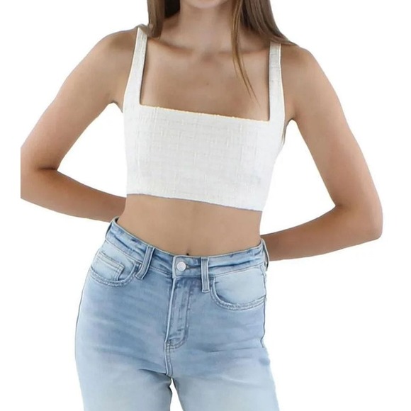 White Tweed Crop Top - Size XXXL - Women's Tank Top - Summer Wear - Picture 1 of 1